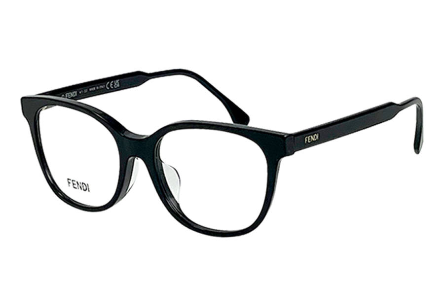 FENDI Plate And Metal Irregular Shape Eyeglass Frames Unisex Black