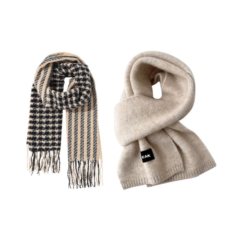 PEAK PEAK Knit Scarves Women's Black/Beige