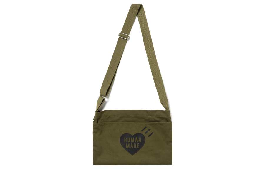 HUMAN MADE Cotton Crossbody Bag, Shoulder Bag Regular Unisex Olive Green