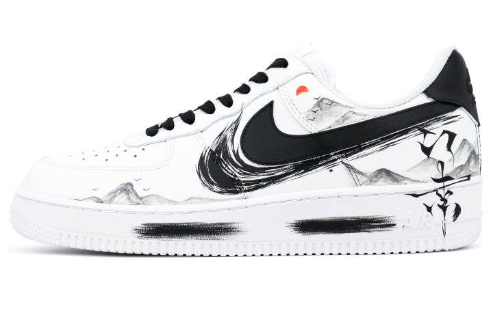 Nike Nike Air Force 1 Leather Slip Resistant Cushioning Abrasion Resistant Low top Skateboard Shoes Men's Black White