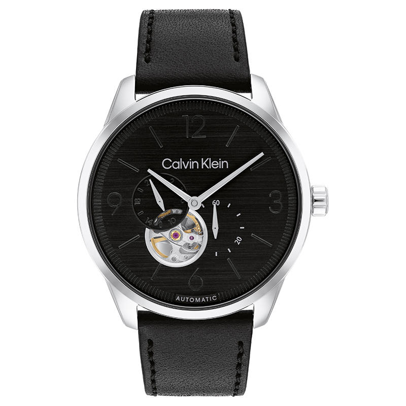 CALVIN KLEIN Wrist Watches Automatic Mechanical Movement Leather Strap Black Dial Men's Watches