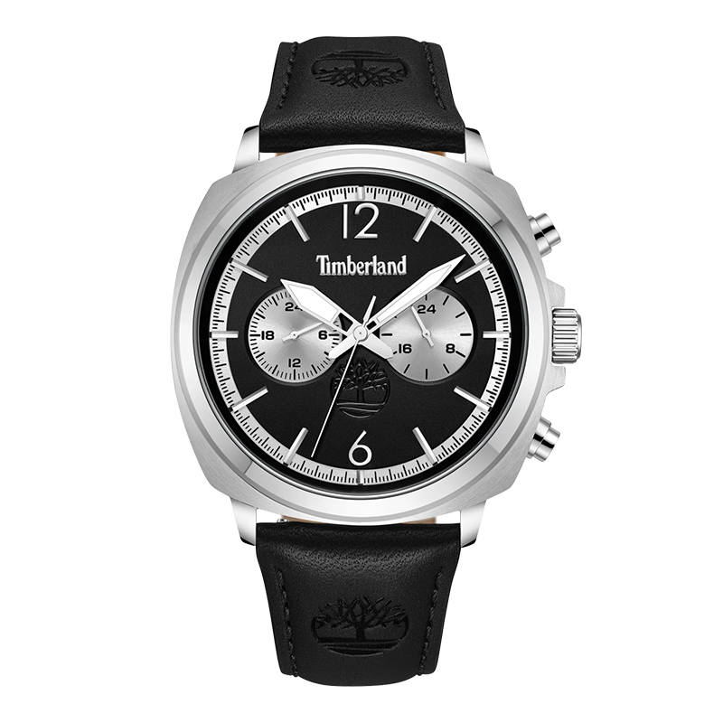 Timberland Williston Wrist Watches Quartz Movement Leather Strap 43mm Black Dial Men's Watches