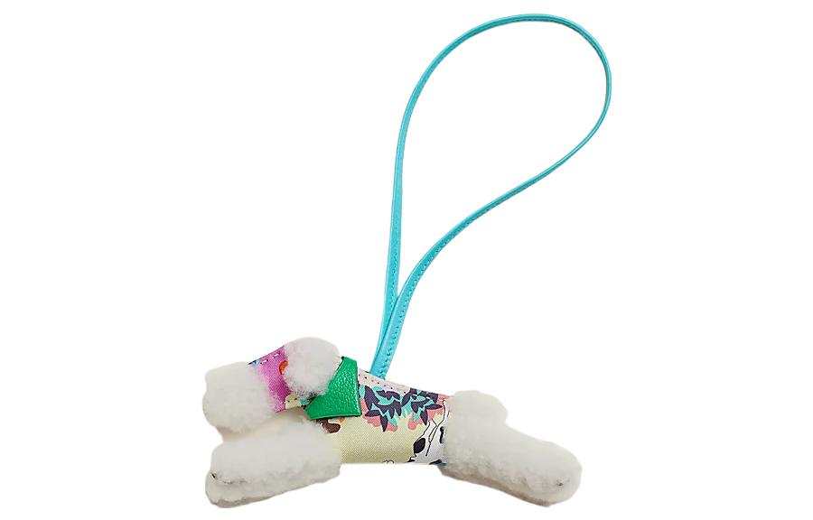 HERMES HERMES Lambskin, Silk Charms Unisex White