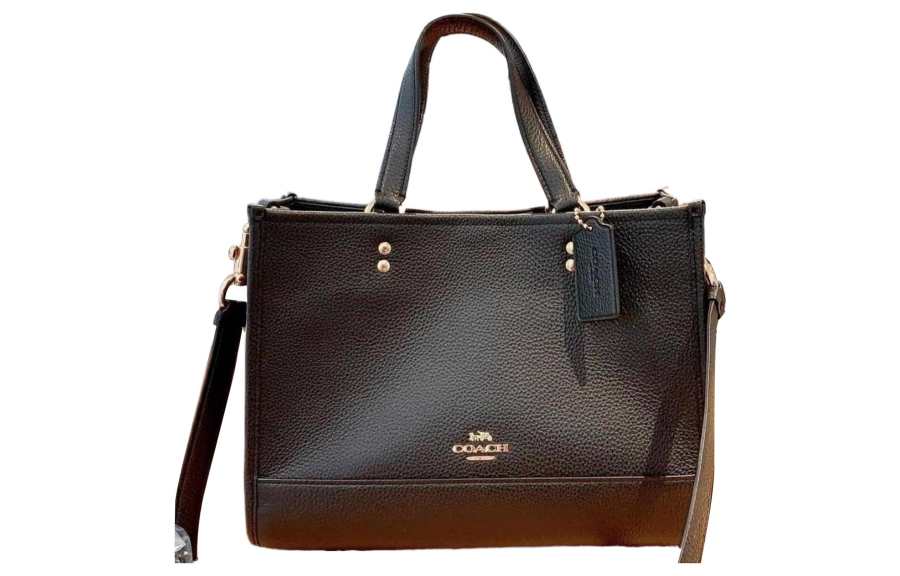COACH Dempsey Leather Tote Bag, Shopping Bag, Handbag, Shoulder Bag, Crossbody Bag Large Women's Black