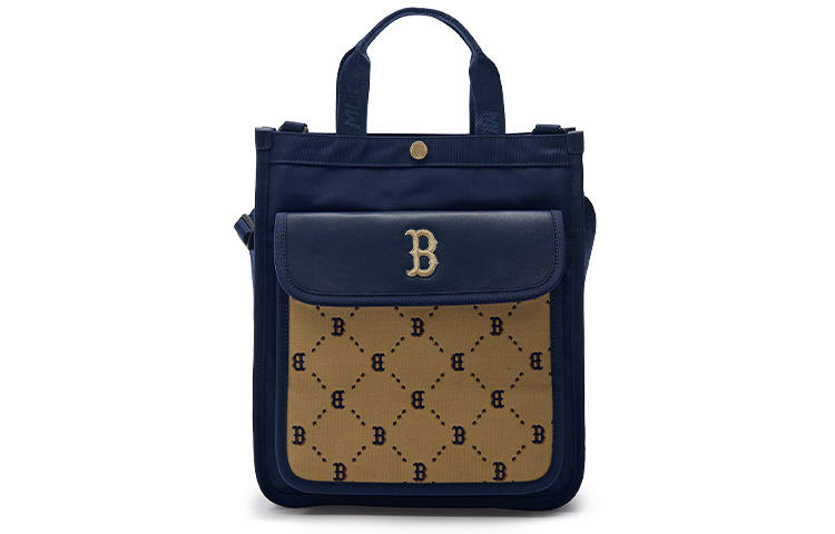 MLB MLB Cotton With Polyester Crossbody One Shoulder Handbag Regular Men's Marine Blue & Brown