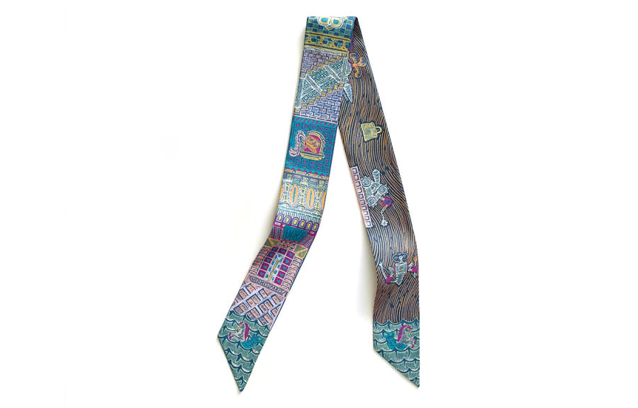 HERMES HERMES Silk Scarves Women's Blue