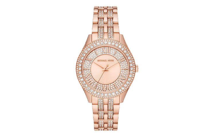 MICHAEL KORS Harlowe Pavé Rose Gold-Tone Watch