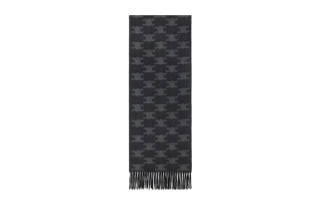 CELINE Fringed Scarf In Monogram Cashmere