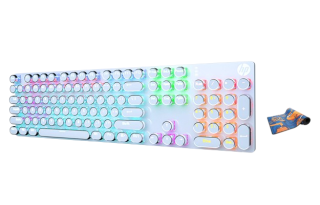 HP GK400Y Blue Switch 104 Keys Esports Gaming Vintage Neon Punk Mechanical Full Key Switch Keyboards