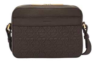 FERRAGAMO Calfskin Shoulder Bag, Crossbody Bag Regular Men's Brown