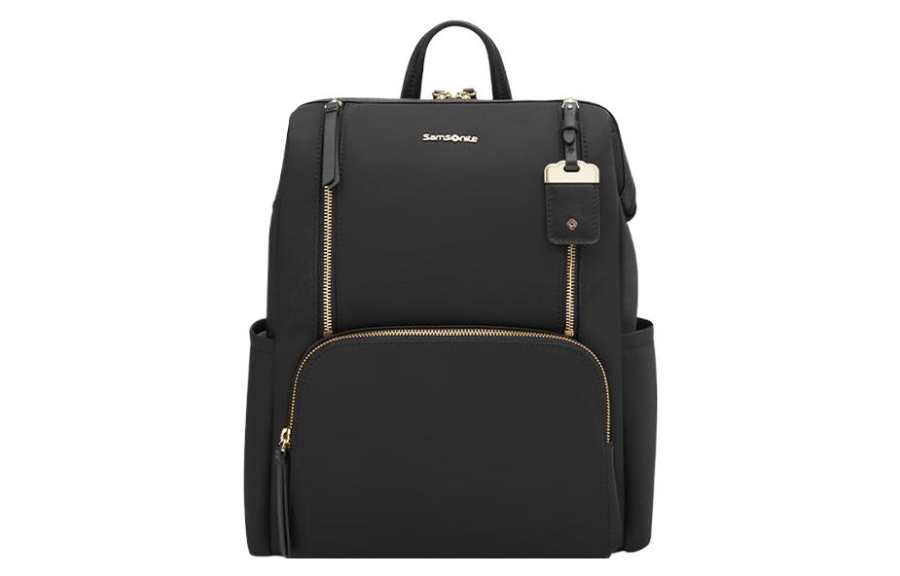 Samsonite SAMSONITE Fabric With Cow Leather Backpack Regular Women's Black