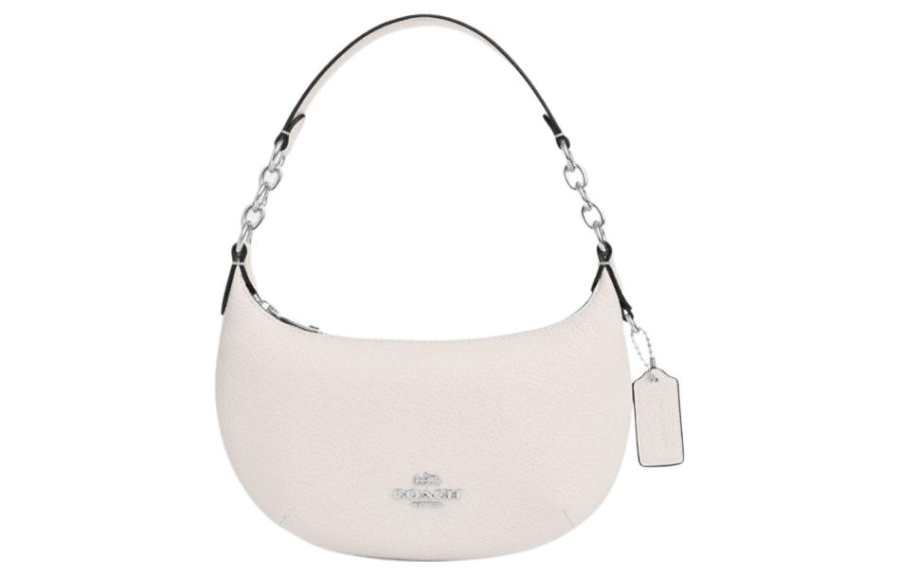 COACH Payton Artificial Leather Crescent Bag, Shoulder Bag, Handbag Small Women's White