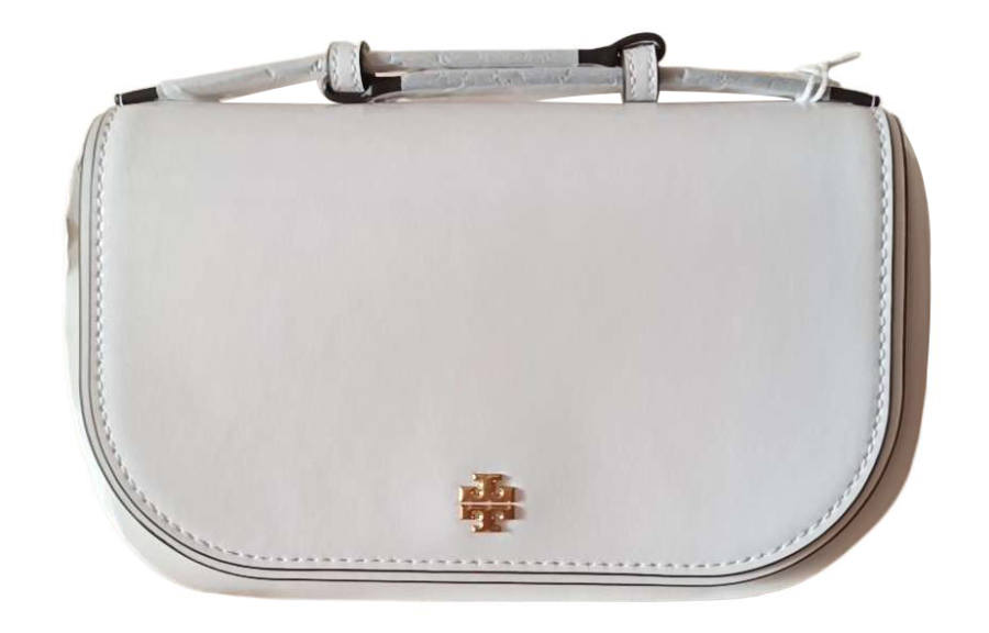 TORY BURCH Emerson Smooth Leather Crossbody Handbag Women's Light Sensing White