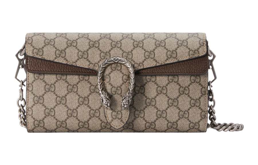 GUCCI Dionysus Leather Paneled Canvas Crossbody Bag, Shoulder Bag Small Women's Brown