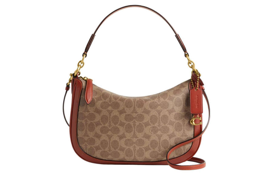 COACH Sutton Canvas With Leather Handbag, Shoulder Bag, Crossbody Bag Large Women's Brown & Khaki