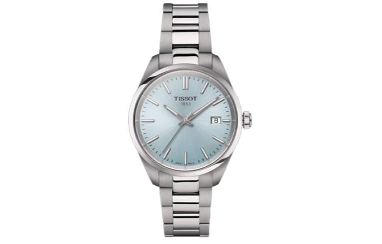 TISSOT PR100 Collection Quartz Movement 100m Waterproof Women's Watch 34mm Blue Dial Stainless Steel Case