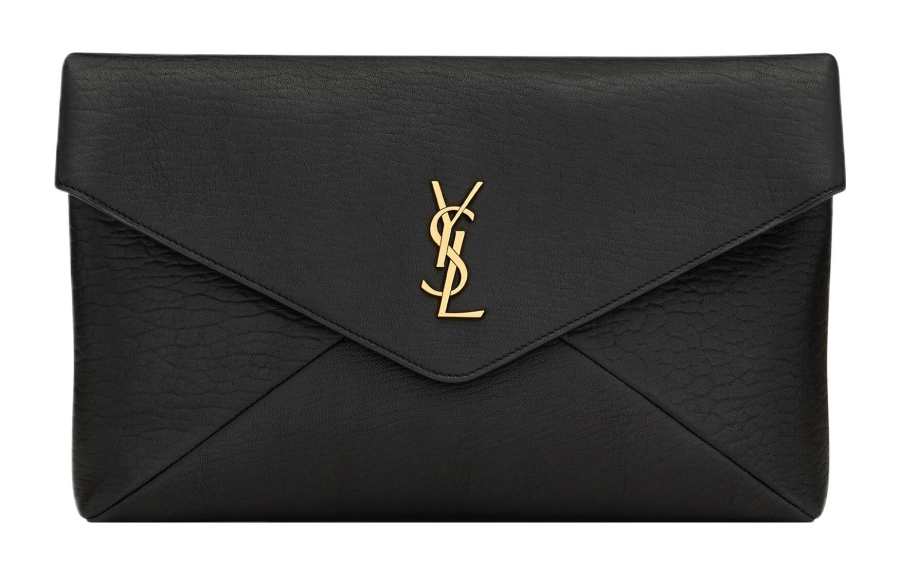SAINT LAURENT Sheepskin Envelope Clutch Large Women's Black