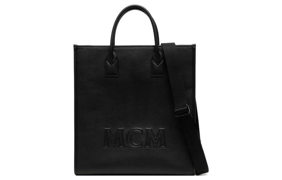 MCM Calfskin Tote Bag, Shopping Bag, Handbag Large Unisex Black