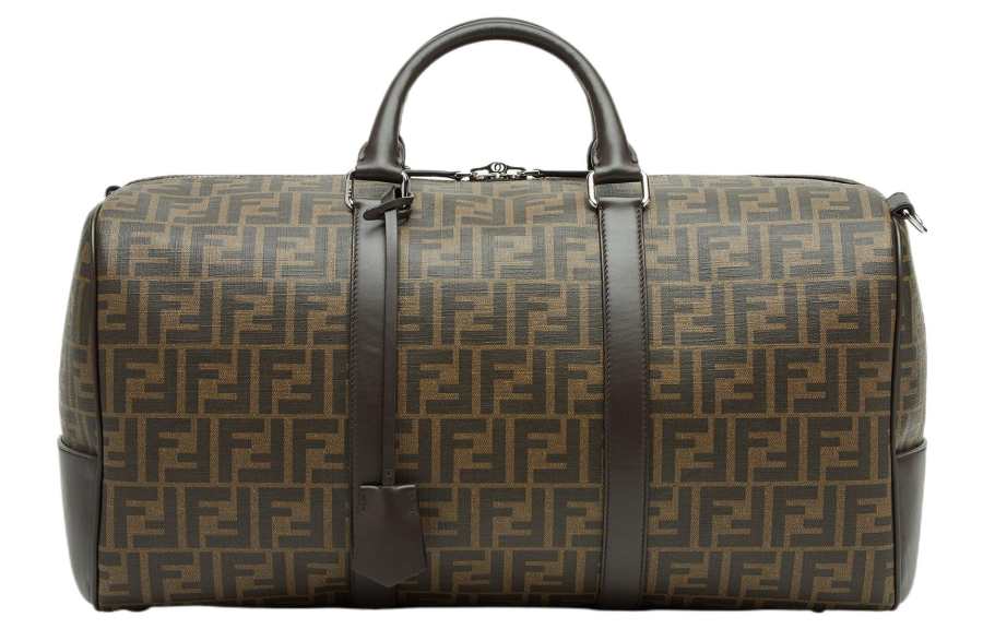 FENDI Calfskin With Polyurethane One Shoulder Crossbody Handheld Travel Bag Large Men's Brown