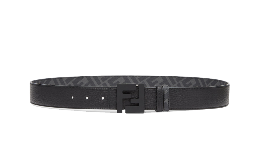 FENDI FENDI Cow Leather Belts Men's Black Width 3.5cm