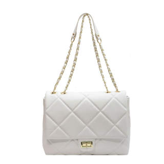 NOMK Pu Shoulder Bag, Chain Bag, Crossbody Bag, Shoulder Bag Medium Women's White/Beige/Black