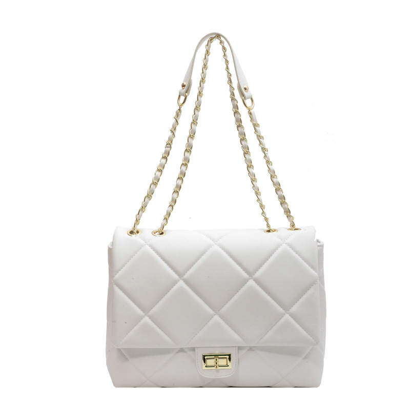 NOMK Pu Shoulder Bag, Chain Bag, Crossbody Bag, Shoulder Bag Medium Women's White/Beige/Black