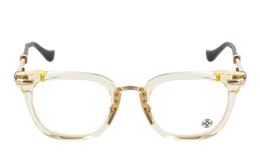 Chrome Hearts Plate And Metal Irregular Shape Eyeglass Frames Unisex Gold