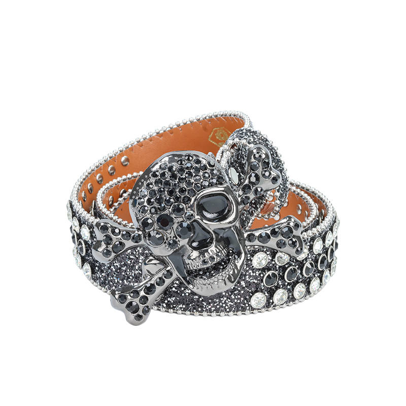 NINE NAIL Stud Rhinestone Embellished Women's Belt Women's Width 3.8cm