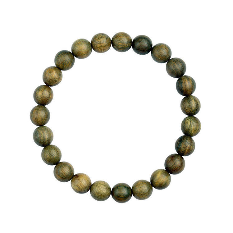LIJING Green Sandalwood Wooden Bracelets Unisex Green Sandalwood