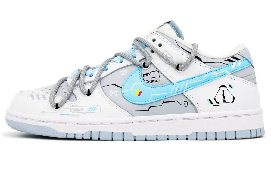 Nike Nike Dunk Low Leather Slip Resistant Abrasion Resistant Low top Skateboard Shoes Men's Gray Blue