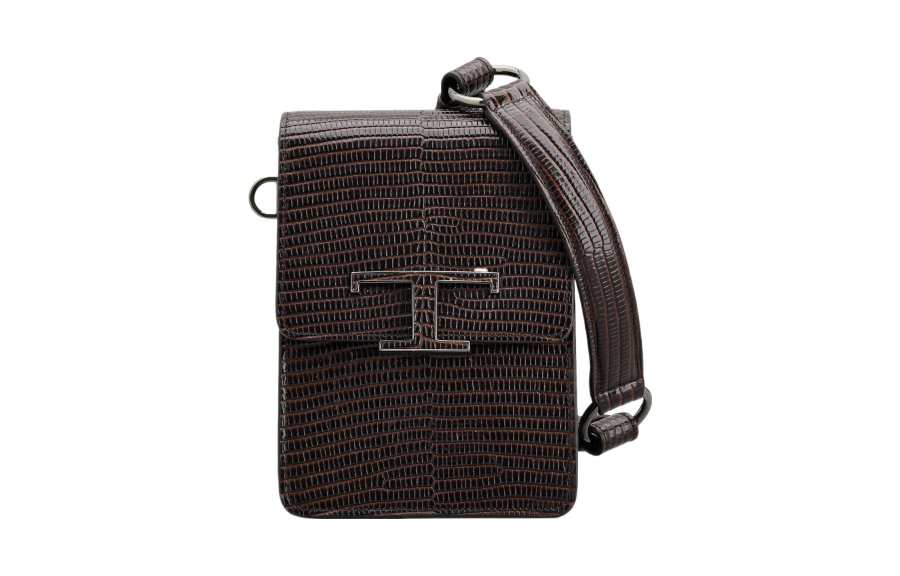 TOD'S Leather One Shoulder Crossbody Cell Phone Pouch Extra Small Women's Brown