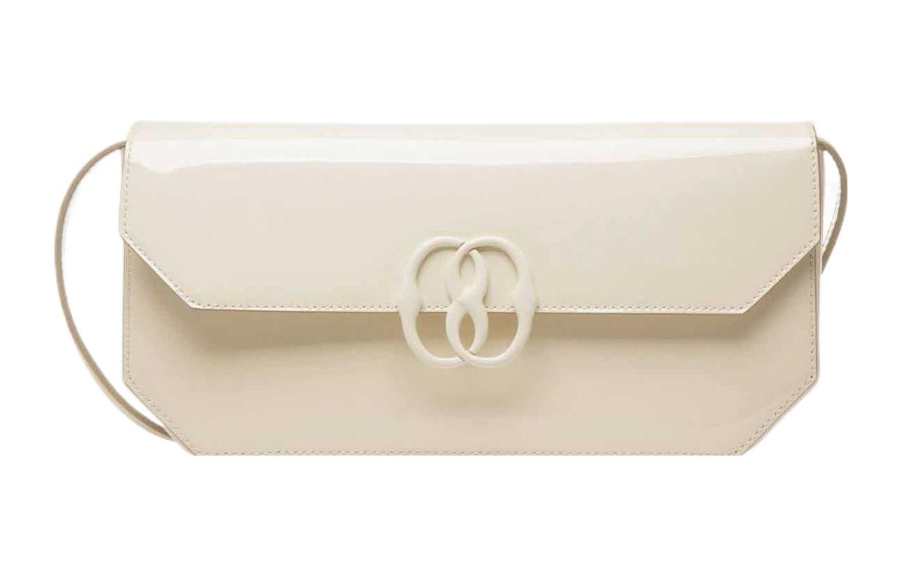 BALLY Patent Leather, Cow Leather Baguette Bag, Handbag, Shoulder Bag Women's White