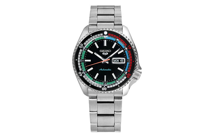 SEIKO 5 Sports Automatic Mechanical Movement Stainless Steel Strap Watch Men's Watches Black Dial