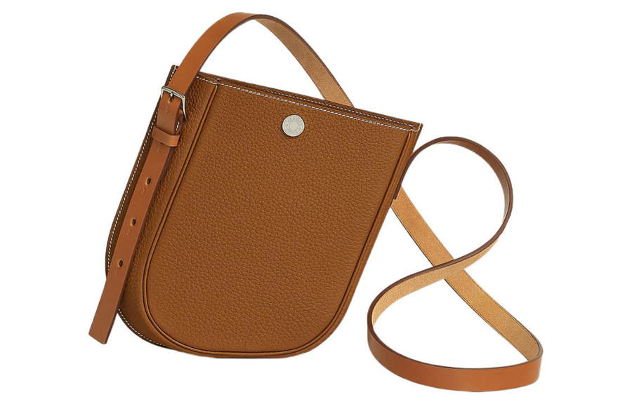 HERMES Perspective Cavaliere Togo Hunter Cow Leather Crossbody Bag, Shoulder Bag Women's Gold & Light Tawny
