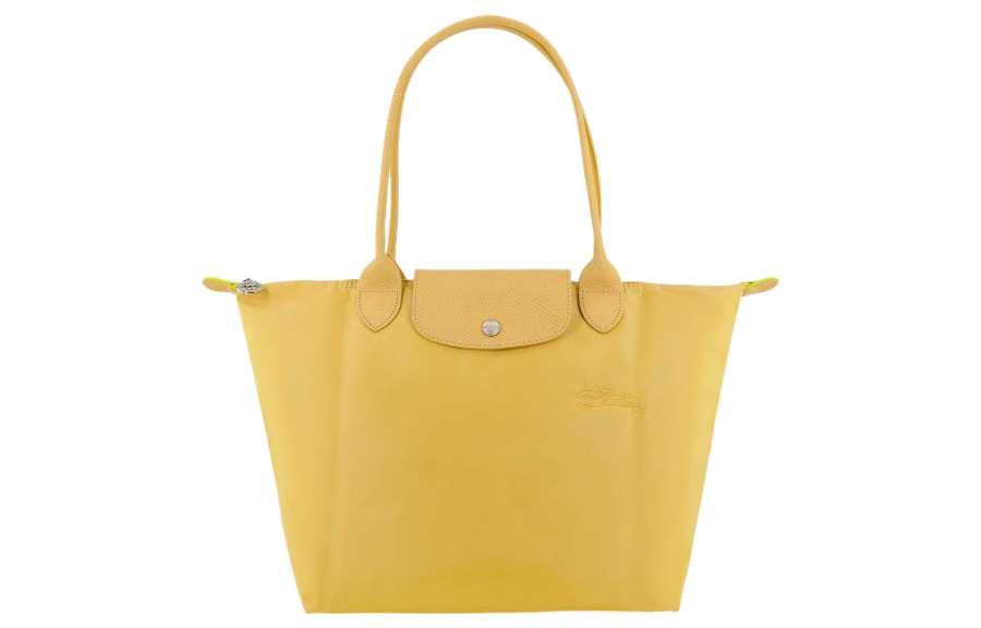 LONGCHAMP Le Pliage Green Polyamide Dumpling Bag Handbag, Shoulder Bag Medium Women's Wheat Yellow