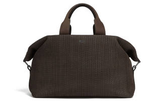 Ermenegildo Zegna Suede Handbag Travel Bag Men's Dark Brown