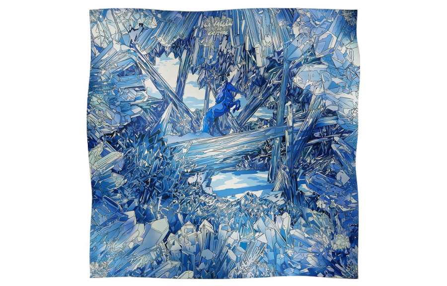 HERMES HERMES Silk Scarves Unisex Blue