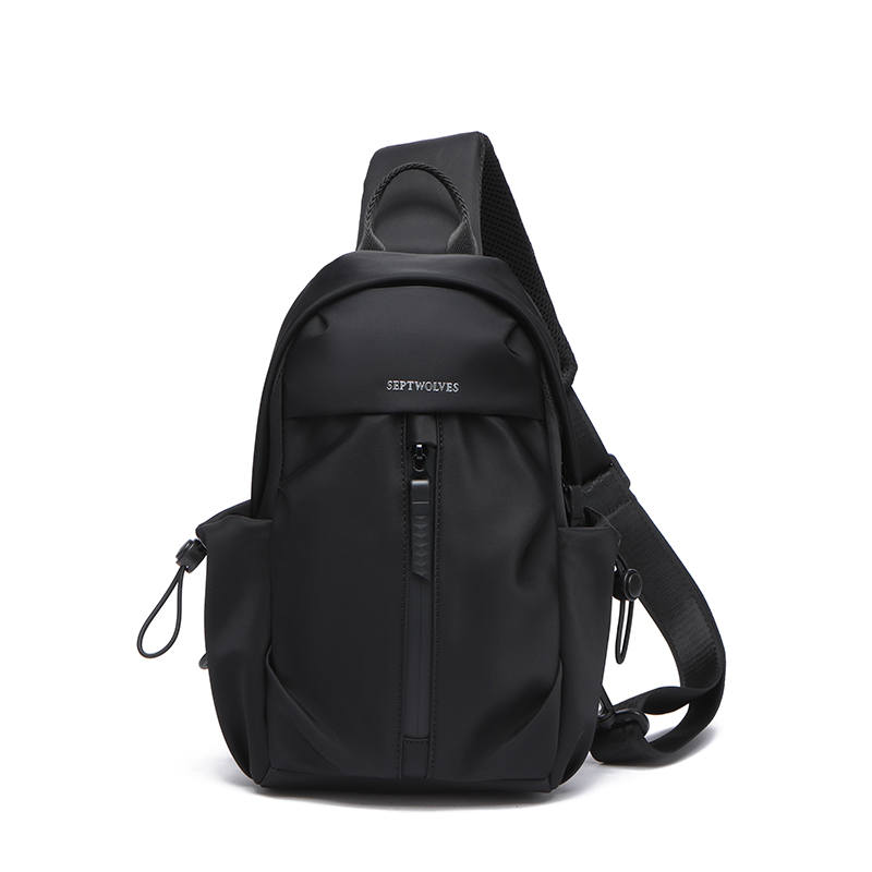 SEPTWOLVES Nylon Shoulder Bag, Crossbody Bag, Sling Bag Medium Unisex Black
