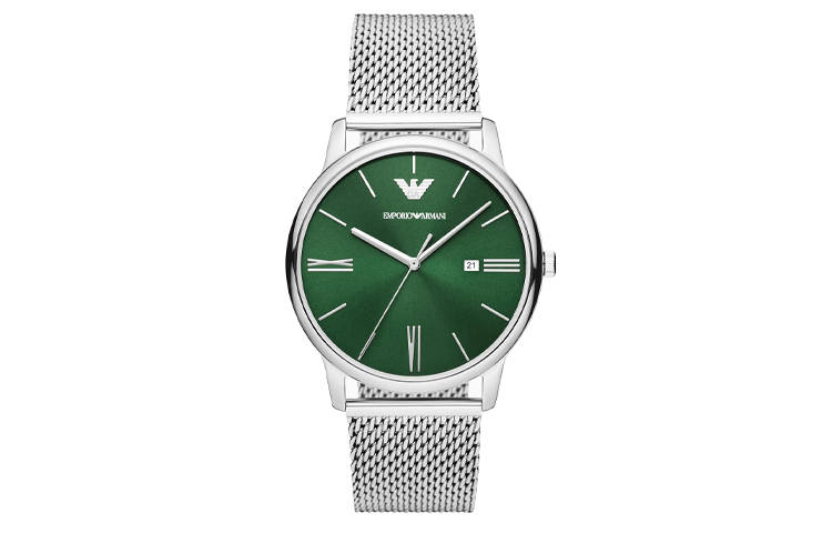 EMPORIO ARMANI Wrist Watches Quartz Movement Stainless Steel Strap 42mm Green Dial Men's Watches