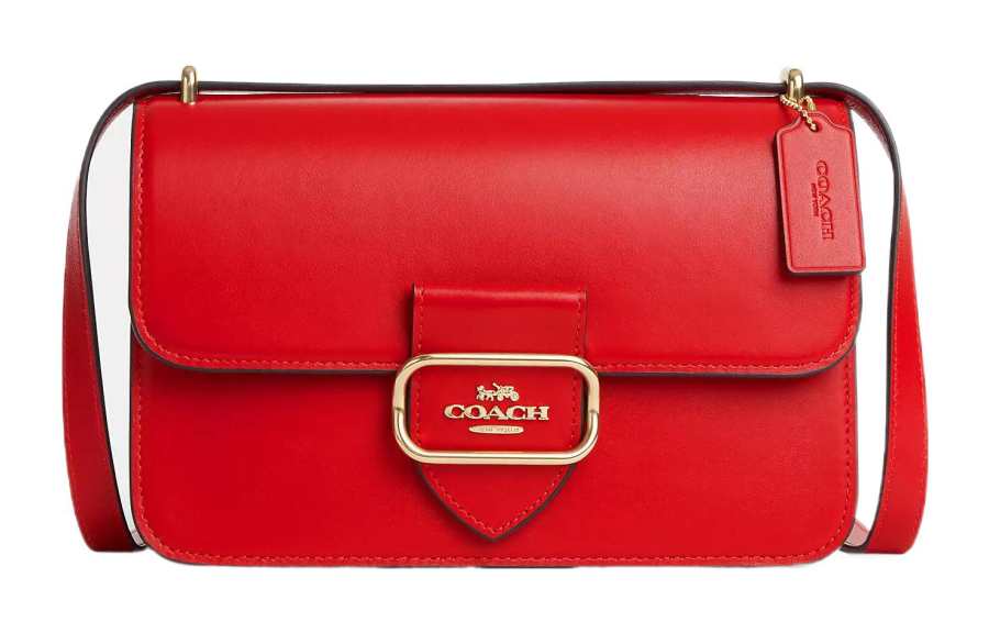 COACH Morgan Square Calfskin Small Square Bag, Shoulder Bag, Crossbody Bag Medium Women's Red