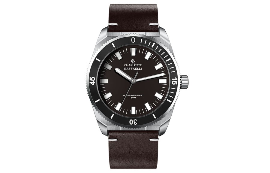 CHARLOTTE RAFFAELLI CHARLOTTE RAFFAELLI· Quartz Frontier Collection Diving Plate Black Warrior Wrist Watches Quartz Movement Leather Strap