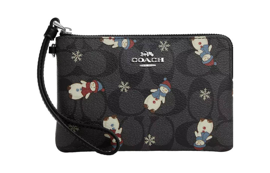 COACH COACH Corner Zip Canvas With Leather Wallet Regular Women's Black