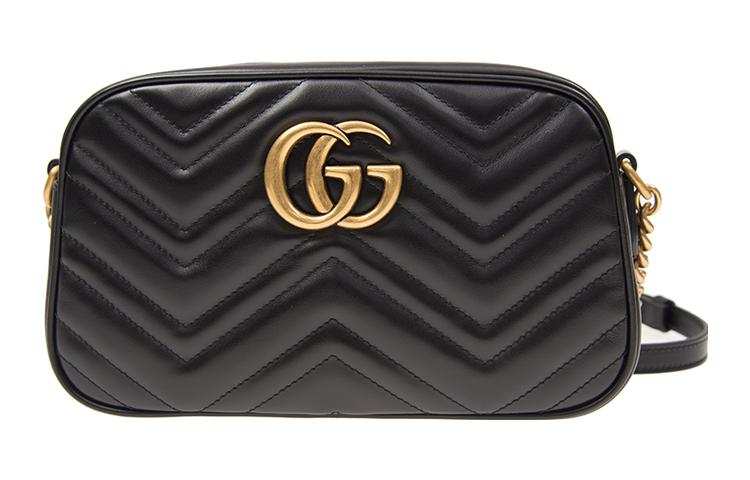 GUCCI GG Marmont Quilted Leather Shoulder Bag, Crossbody Bag Small Women's Black
