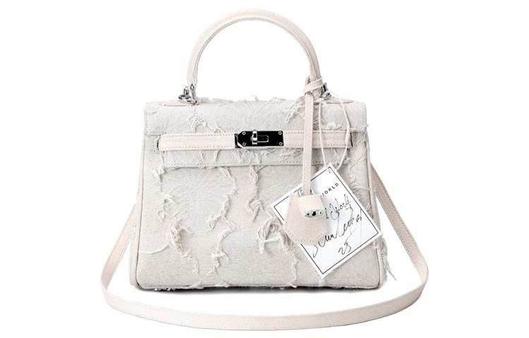 Emotional World Embroidery Shoulder Bag, Crossbody Bag, Handbag 25 Unisex White/Pink/Black