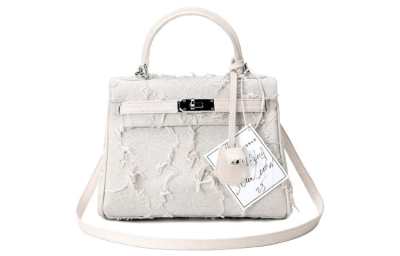 Emotional World Embroidery Shoulder Bag, Crossbody Bag, Handbag 25 Unisex White/Pink/Black