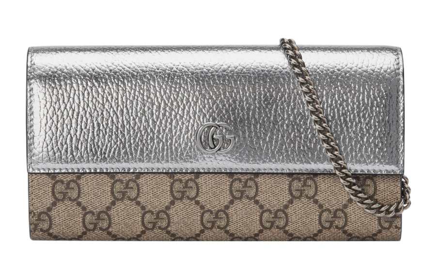 GUCCI GG Marmont Supreme Canvas Wallet, Crossbody Bag, Shoulder Bag Women's Beige & Ebony