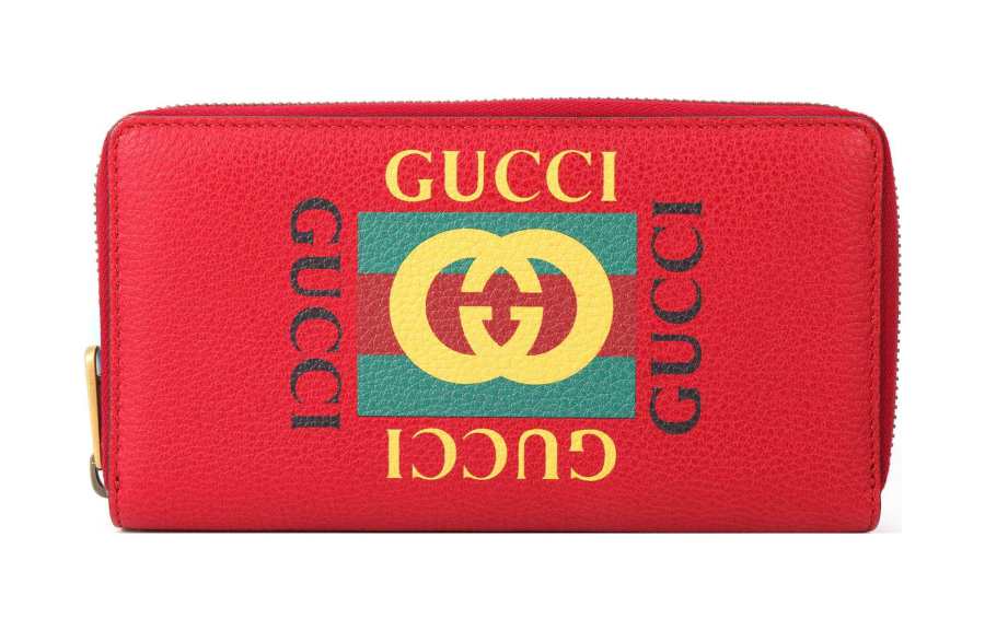 GUCCI Cow Leather Wallet Unisex Red