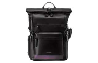 SAMSONITE Cow Leather Travel Bag Backpack Regular Men's Black