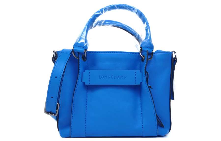LONGCHAMP 3D Calfskin Tote Bag, Shopping Bag, Shoulder Bag, Crossbody Bag, Handbag Small Women's Cobalt Blue