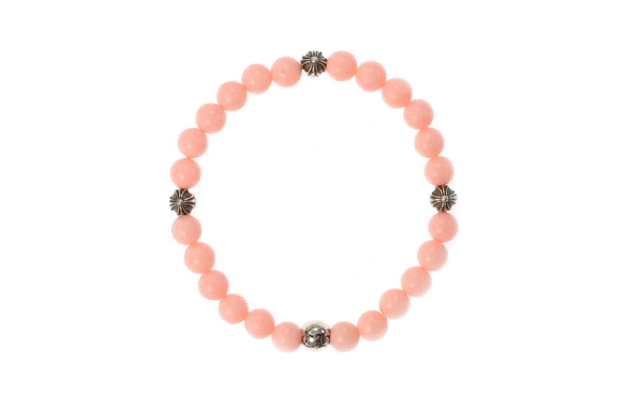 Chrome Hearts 925 Sterling Silver Beaded Bracelets Unisex Pink